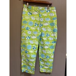 Lilly Pulitzer Crop Pants Size 10 Beach Umbrella Vintage White Tag Cropped Green